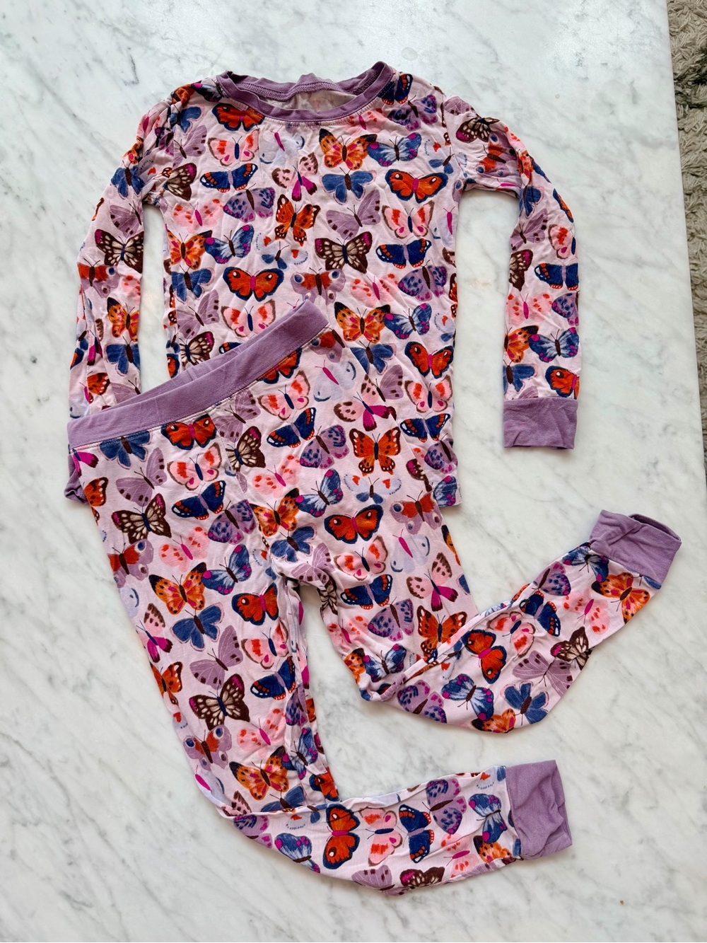 Little Sleepies Purple Butterfly Print Two-Piece Pajama Set